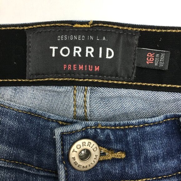 Torrid Skinny Jeans Sky High Button Fly Stretch size 16 length 28" - Picture 3 of 10